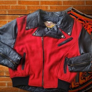 Harley Davidson Vintage Women's Medium Leather and Wool Jacket